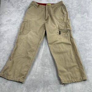 MD Y2K Baggy Wide Leg Cargo Pants 34/30 Khaki Men Vintage Streetwear Skate